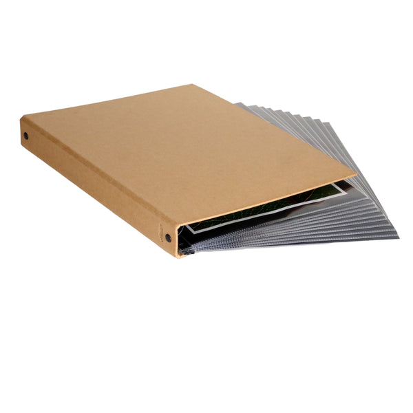 9.5"x12.5" Kraft Covered Multiring Binder + 10-Pack of Archival Acid Free Sheet Protectors