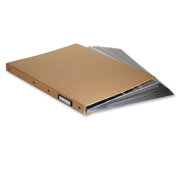 17"x22" Kraft Covered Multiring Binder + 10-Pack of Archival Acid Free Sheet Protectors